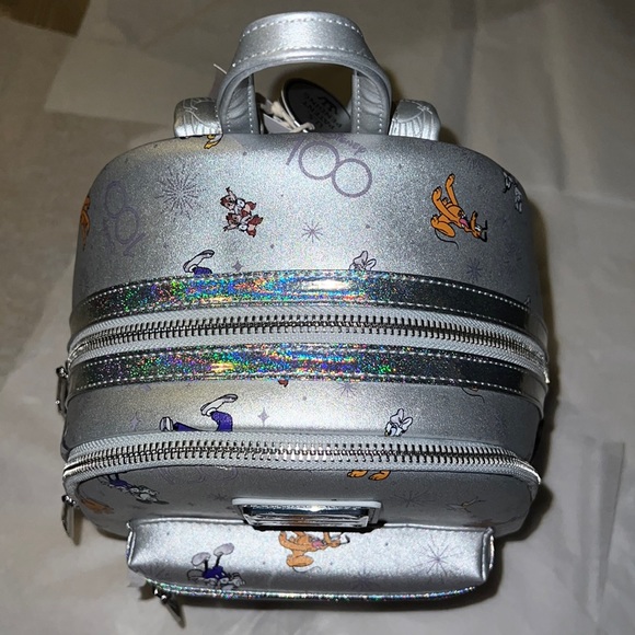 New!! Disney 100th Anniversary Platinum Mickey & Friends Mini Backpack - Picture 4 of 16
